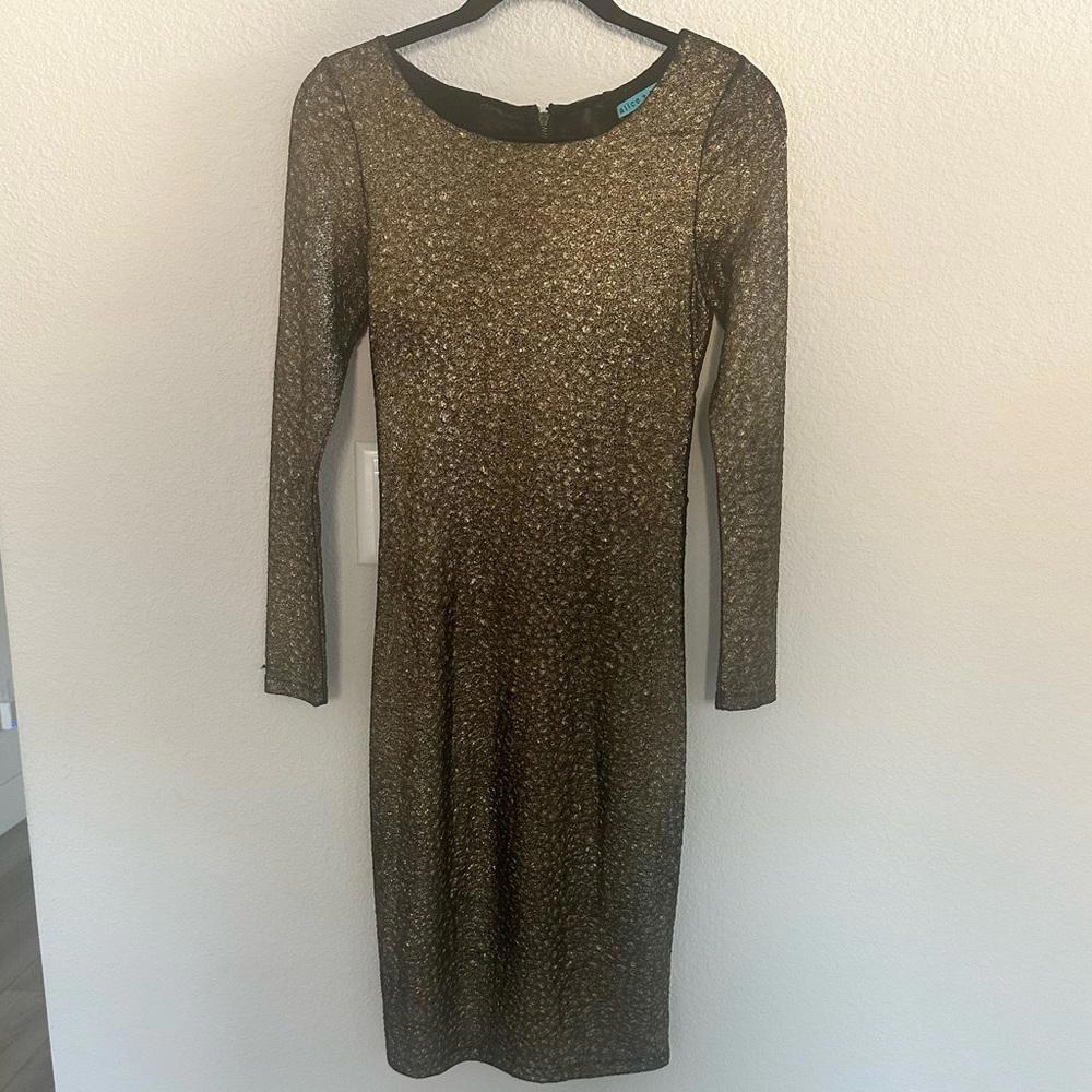 Alice + Olivia Selma Metallic Bronze Bodycon Dress Small - Picture 3 of 13